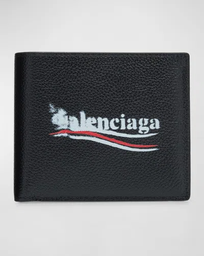 BALENCIAGA MEN'S CASH SQUARE LEATHER BIFOLD WALLET