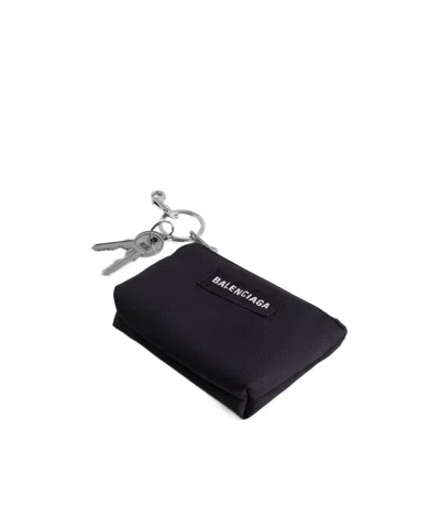 BALENCIAGA MEN'S CHARM ZIPPED POUCH IN BLACK