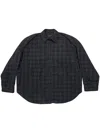 Balenciaga Men's Checked Flannel Shirt In Grey