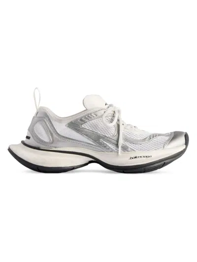 Balenciaga Men's Circuit Sneakers In White Silver