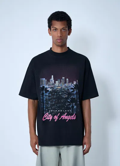 Balenciaga Men City Of Angels T-shirt In Black