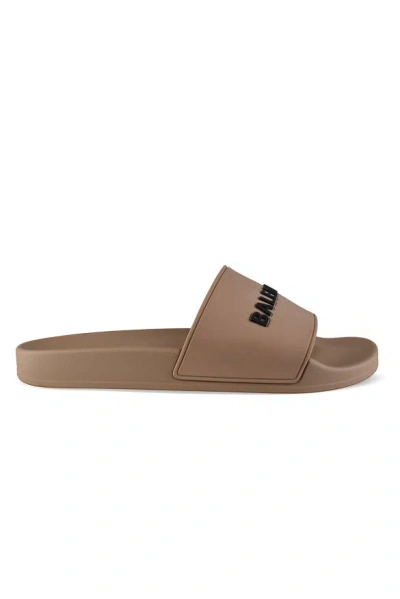 Balenciaga Logo Printed Pool Slides In Multi