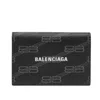 Balenciaga Men's Coated Canvas Card Holder In Black