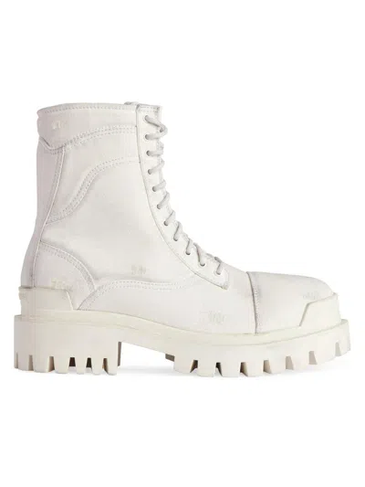 Balenciaga Men's Combat Strike Boots In White