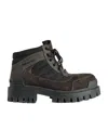 Balenciaga Slate Suede And Canvas Combat Ankle Boots In Brown