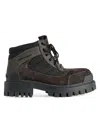 Balenciaga Slate Suede And Canvas Combat Ankle Boots In Brown