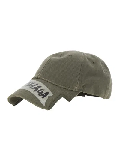 Balenciaga Men's Cotton Baseball Cap With Maxi Logo Lettering On Front In Green