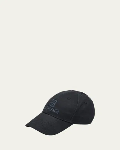 Balenciaga Men's Cotton Drill Embroidered Logo Baseball Cap