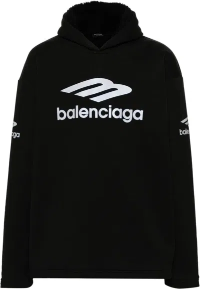 Balenciaga Men's Cotton Hoodie In Black