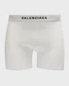Balenciaga Men's Cotton-stretch Logo Boxer Briefs In White,black