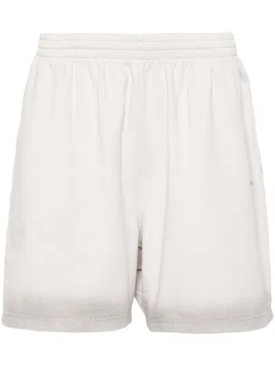 Balenciaga Reflective-logo Cotton Track Shorts In Neutrals