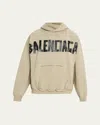 Balenciaga Tape Type Ripped Pocket Large Fit Fleece Hoodie In Neutral