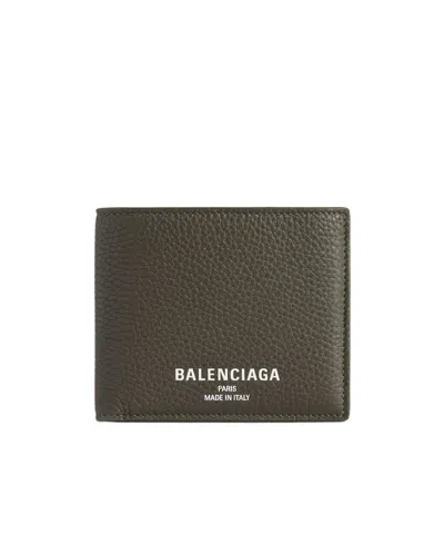 Balenciaga Men's Credit Square Folded Wallet In Khaki