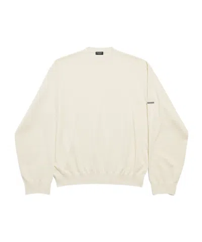 Balenciaga Men's Crewneck Sweater In Cream In White