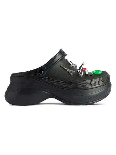 Balenciaga Men's Crocs Jibbitz Mules In Black