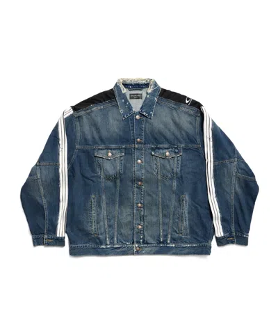Balenciaga Men's Cut-up Tracksuit Jacket  In Blue