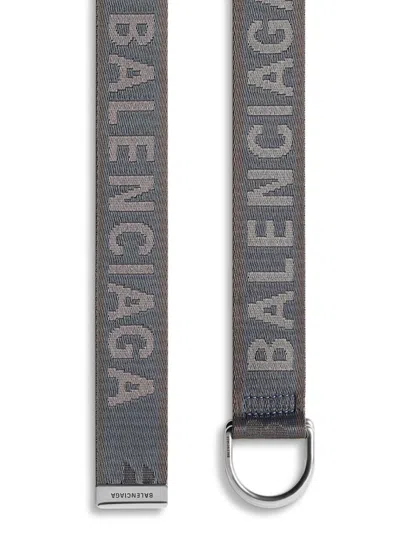 Balenciaga Men's D Ring Belt In Grey Blue