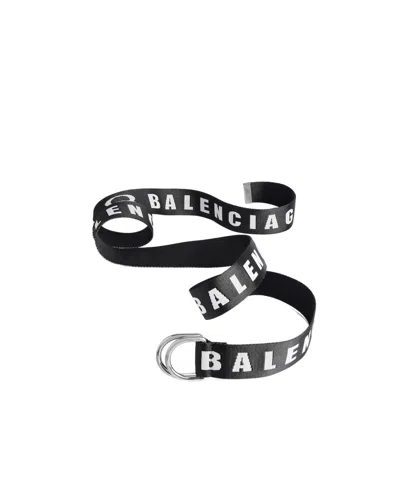 Balenciaga Men's D Ring Belt In Black/white