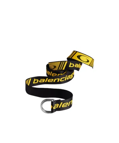 Balenciaga Men's D Ring Belt In Black/yellow