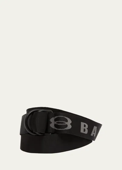 Balenciaga Men's D-ring Unity Webbing Belt In Black