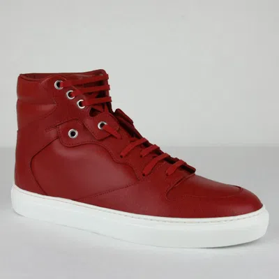 Pre-owned Balenciaga Men's Dark Red Leather/coated Canvas Hi Top Sneaker 391205 6479