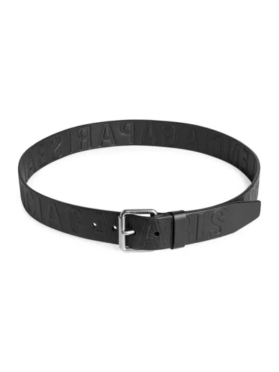 Balenciaga Men's Debossed Logo Belt In Black