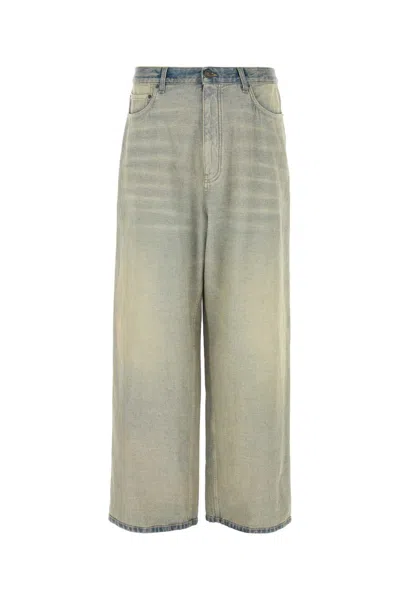 Balenciaga Wide Leg Baggy Denim Trousers In Blue
