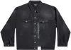 Balenciaga Size Sticker Oversized Denim Jacket In Black
