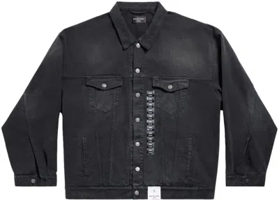 BALENCIAGA MEN'S DENIM JACKET WITH SIZE STICKERS