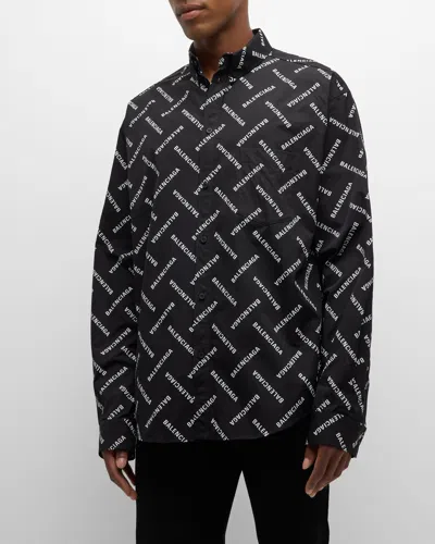 Balenciaga All-over Logo Shirt In Black | ModeSens Balenciaga All-over Logo Shirt In Black | ModeSens