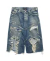 Balenciaga Men's Distressed Baggy Shorts In Blue In Blue