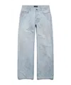 Balenciaga Men's Distressed Relaxed Fit Pants In Light Blue In Blue