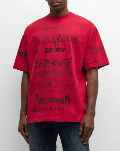 Balenciaga Men's Diy Metal Large Fit T-shirt In 6023 Faded Red/black