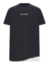 Balenciaga Men Black Crewneck T-shirt With Logo Lettering On The Front And Logo Patch On The Sleeve  In Black