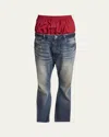 Balenciaga Men's Double-layer Denim And Nylon Pants In Whisker