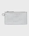 Balenciaga Men's Embossed Monogram Card Case On Keychain In Box In 8110 Silver