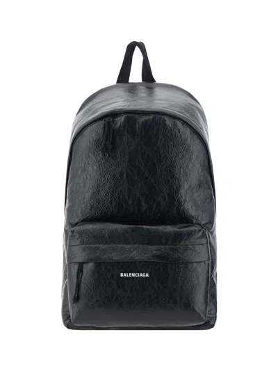 Balenciaga Men Explorer Backpack In Black