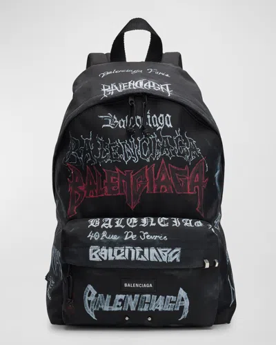 Balenciaga Men's Explorer Diy Metal Allover Backpack In Metallic