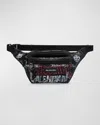 Balenciaga Explorer Graffiti Logo Canvas Belt Bag In 1000 Black
