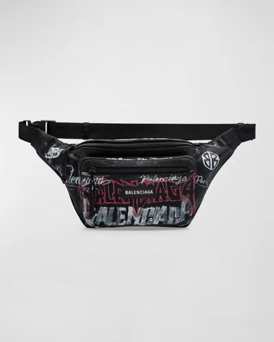 Balenciaga Men's Explorer Diy Metal Allover Belt Bag In 1000 Black