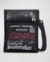 Balenciaga Men's Explorer Diy Metal Allover Small Pouch With Strap In 1000 Black