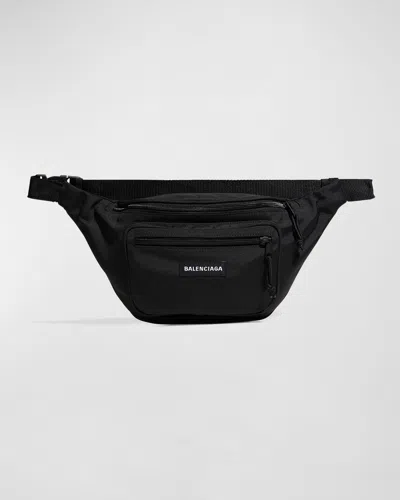Balenciaga Men's Explorer Nylon Logo Belt Bag In Black
