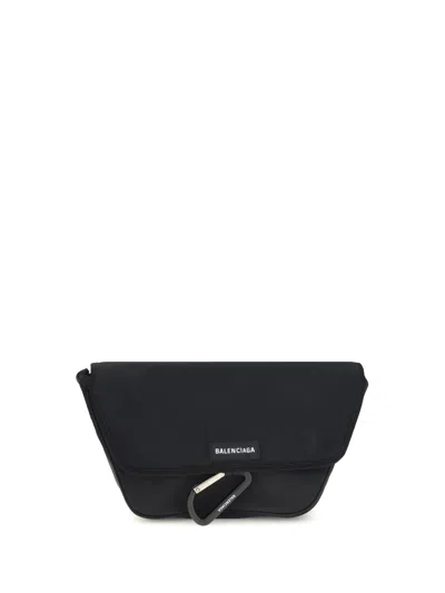 Balenciaga Men Explorer Small Shoulder Bag In Black