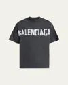 Balenciaga Black T-shirt With Lettering Logo Printed On The Front And Back In Cotton Man In Faded Washed Black