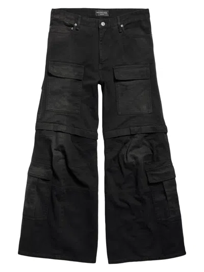 Balenciaga Men's Flared Cargo Pants In Black