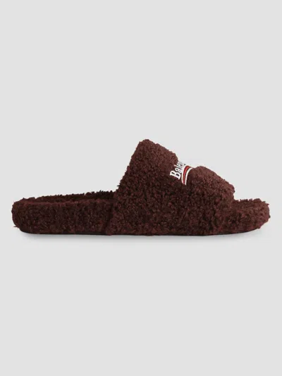 Balenciaga Men's Furry Slide Sandals In Multi