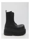 Balenciaga Black Ankle Boots With Logo Plaque On The Front And Side Zips In Leather Man In Black