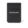 Balenciaga Men's Grained Calf Magnet Card Holder In Black