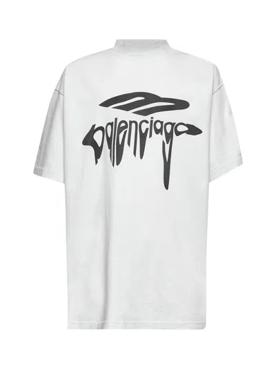Balenciaga Grey 3b Liquefied Oversized T-shirt In White