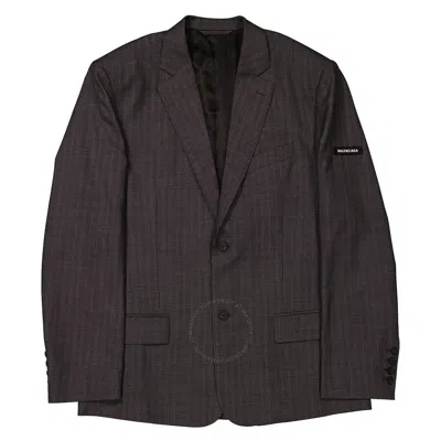 Balenciaga Men's Grey Logo-patch Sleeve Blazer In Gray